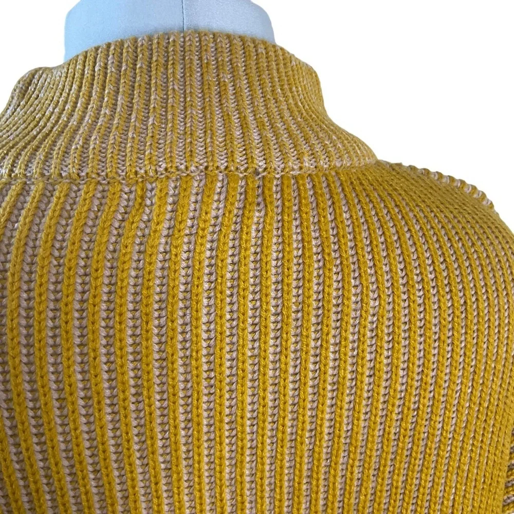 Topshop Mustard Ribbed Funnel Neck Sweater